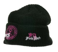 Gorro unisex con el logo de Ramones y letras NY Punk Rock. Gorro con visera, estilo casual, negro/rosa/blanco.