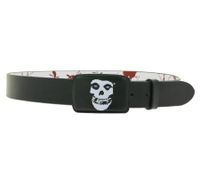 MISFITS Punk Band Belt for Men and Women with Sewn-On Lettering and Buckle with Patch, Casual Belt BT109172MIS, Black/White