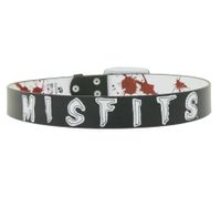 MISFITS Punk Band Belt for Men and Women with Sewn-On Lettering and Buckle with Patch, Casual Belt BT109172MIS, Black/White
