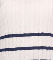 Pull en maille DELMAO pour femme, pull rayé en coton, maille torsadée, 94622740, blanc cassé/bleu marine