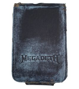 Étui pour lecteur MP3 du groupe de metal MEGADETH. Étui de protection aspect usé. Lecteur audio et iPod. 11 x 7 x 1,5 cm. Noir/Bleu.