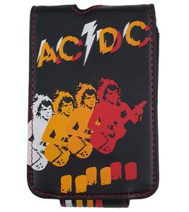 Étui pour lecteur MP3 du groupe de hard rock ACDC. Étui de protection avec impression et gaufrage. Lecteur/iPod. 11 x 7 x 1,5 cm. Noir/Rouge/Jaune/Blanc.
