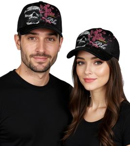 Casquette camionneur unisexe Pike Apparel de la gamme Rock, casquette de baseball avec tête de mort et balle appliquée, TC109526PIK, noire