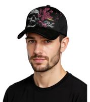 Casquette camionneur unisexe Pike Apparel de la gamme Rock, casquette de baseball avec tête de mort et balle appliquée, TC109526PIK, noire