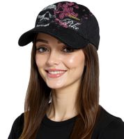 Casquette camionneur unisexe Pike Apparel de la gamme Rock, casquette de baseball avec tête de mort et balle appliquée, TC109526PIK, noire