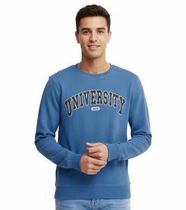 Maglione da uomo 11 PROJECT Davin con stampa frontale UNIVERSITY, felpa in cotone, 20715943, 194039, Blu