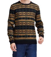 11 PROJECT PRPasco Suéter de Punto con Lana para Hombre, Camisa de Manga Larga, 20716671 194007 Beige/Negro/Verde