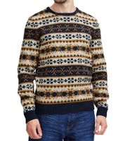 Suéter de punto de mezcla de lana 11 PROJECT PRPasco para hombre, camisa de manga larga, 20716671 194024 Blanco/Azul Marino/Beige