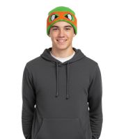 Teenage Mutant Ninja Turtles Beanie with Michelangelo Face Design, Knitted Beanie, Fan Merchandise KC07QPTMT Green