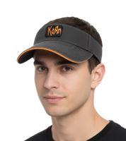 Korn Unisex Visor Cap Metal Band with Embroidered Logo Cotton Cap Fan Hat 1134KRN Gray
