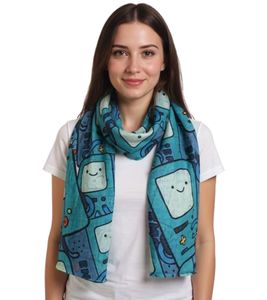 Écharpe ADVENTURE TIME avec imprimé Beemo, écharpe d'été 180 cm, dessin animé, SF260201ADV, vert/multicolore