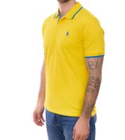 U.S. POLO ASSN. Polo da uomo, camicia basic, camicia in cotone, camicia a maniche corte in giallo o rosso con dettagli blu