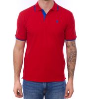 U.S. POLO ASSN. Polo da uomo, camicia basic, camicia in cotone, camicia a maniche corte in giallo o rosso con dettagli blu