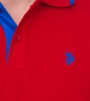 U.S. POLO ASSN. Polo da uomo, camicia basic, camicia in cotone, camicia a maniche corte in giallo o rosso con dettagli blu