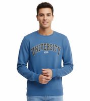 11 PROJECT Davin Men's Sweater with UNIVERSITY Front Print, Cotton Sweatshirt 20715943 in Dark Blue, Gray, or Blue