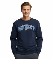 11 PROJECT Davin Men's Sweater with UNIVERSITY Front Print, Cotton Sweatshirt 20715943 in Dark Blue, Gray, or Blue