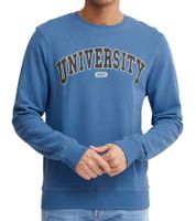 11 PROJECT Davin Men's Sweater with UNIVERSITY Front Print, Cotton Sweatshirt 20715943 in Dark Blue, Gray, or Blue