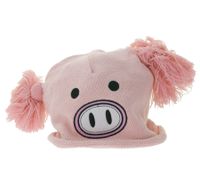 Piggy Beanie Hat for Teenagers with Pompoms and a Cute Face on the Front BE170080PLW Pink
