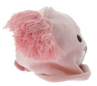 Piggy Beanie Hat for Teenagers with Pompoms and a Cute Face on the Front BE170080PLW Pink