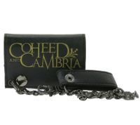 Portefeuille en cuir COHEED AND CAMBRIA avec logo, boutons-pression métalliques et chaîne, style gothique rock LW105544COH0 Noir/Doré