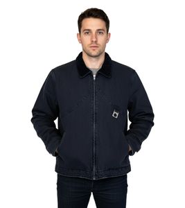 ROUGH. Giacca in denim con cerniera, giacca da mezza stagione, giacca autunnale, nera