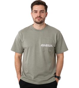ROUGH. Basil T-shirt da uomo con taschino, in cotone, verde