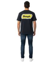 ROUGH. Men's T-shirt with large back print, short-sleeved, cotton, black