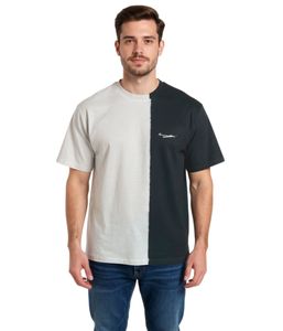ROUGH. Essential Bleached T-shirt da uomo, elegante t-shirt in cotone, grigio/bianco