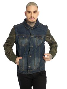 giacca in denim con maniche a bomber vsct blu