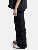 Pantalon cargo unisexe DWD Studioz Sao Paulo pour femme ou homme, en jean avec grandes poches sur les jambes, noir