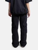 Pantalon cargo unisexe DWD Studioz Sao Paulo pour femme ou homme, en jean avec grandes poches sur les jambes, noir