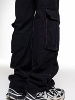 Pantalon cargo unisexe DWD Studioz Sao Paulo pour femme ou homme, en jean avec grandes poches sur les jambes, noir