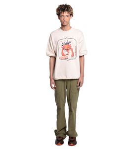 DWD Studioz Ipanema Men's Round Neck T-Shirt with Large Front Print, Beige Cotton T-Shirt