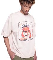 DWD Studioz Ipanema Men's Round Neck T-Shirt with Large Front Print, Beige Cotton T-Shirt