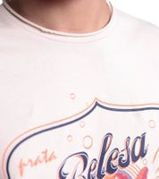 DWD Studioz Ipanema Men's Round Neck T-Shirt with Large Front Print, Beige Cotton T-Shirt