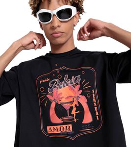DWD Studioz Ipanema Men's Round Neck T-Shirt with Large Front Print, Black