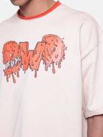 DWD Studioz Men's Drip Logo T-Shirt with Front Logo Print, Crew Neck, Beige Cotton T-Shirt