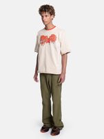 DWD Studioz Men's Drip Logo T-Shirt with Front Logo Print, Crew Neck, Beige Cotton T-Shirt