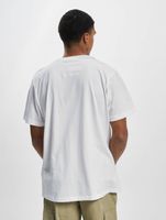 Maglietta bianca con scollo a R e logo sportivo GRIND Inc.