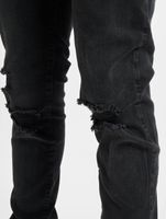 Jean skinny slim en soie vieillie Sik Silk, noir