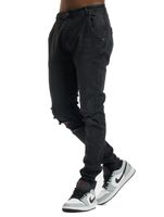Jean skinny slim en soie vieillie Sik Silk, noir