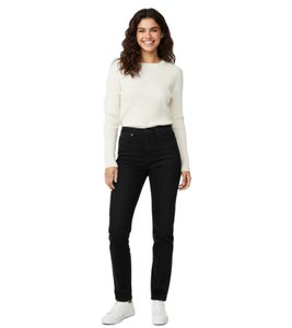Jean femme UNEFFECTED Premium Destroyed, coupe droite, coton noir