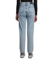 UNEFFECTED Women's Destroyed Straight Fit Jeans, Ice Blue Cotton