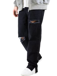 UNEFFECTED Weite Destroyed Loose Fit Jeans schwarz