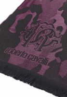 Elegante bufanda Roberto Cavalli para hombre y mujer, pura lana, WOV06600003-02374, negro/rojo