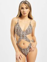 Missguided Badeanzug mit Leopardenmuster und extremen Cut-Outs in Braun