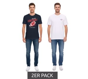 Confezione da 2 T-shirt basic da uomo U.S. SPORT AMERICA in cotone, girocollo, manica corta, blu/bianco
