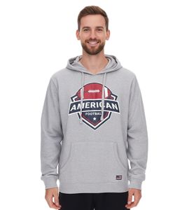 U.S. SPORT AMERICA Herren Hoodie mit Kapuze und großem Schriftzug Baumwoll-Hoodie Sommer-Pullover Freizeit-Hoodie Grau