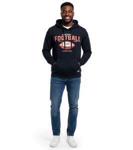 U.S. SPORT AMERICA Herren Hoodie mit Kapuze und großem Schriftzug Baumwoll-Hoodie Sommer-Pullover Freizeit-Hoodie Blau