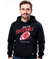 Felpa con cappuccio da uomo U.S. SPORT AMERICA con grandi scritte, in cotone, estiva, per il tempo libero, nera